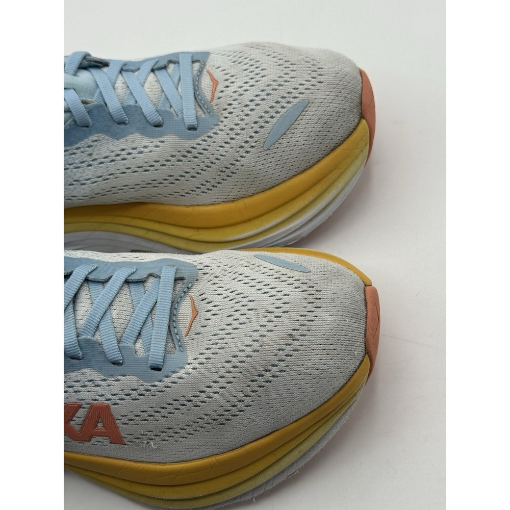 Hoka Women's Running One One Bondi 8 Running Shoe 9 B Summer Song Blue Yellow - Picture 11 of 14